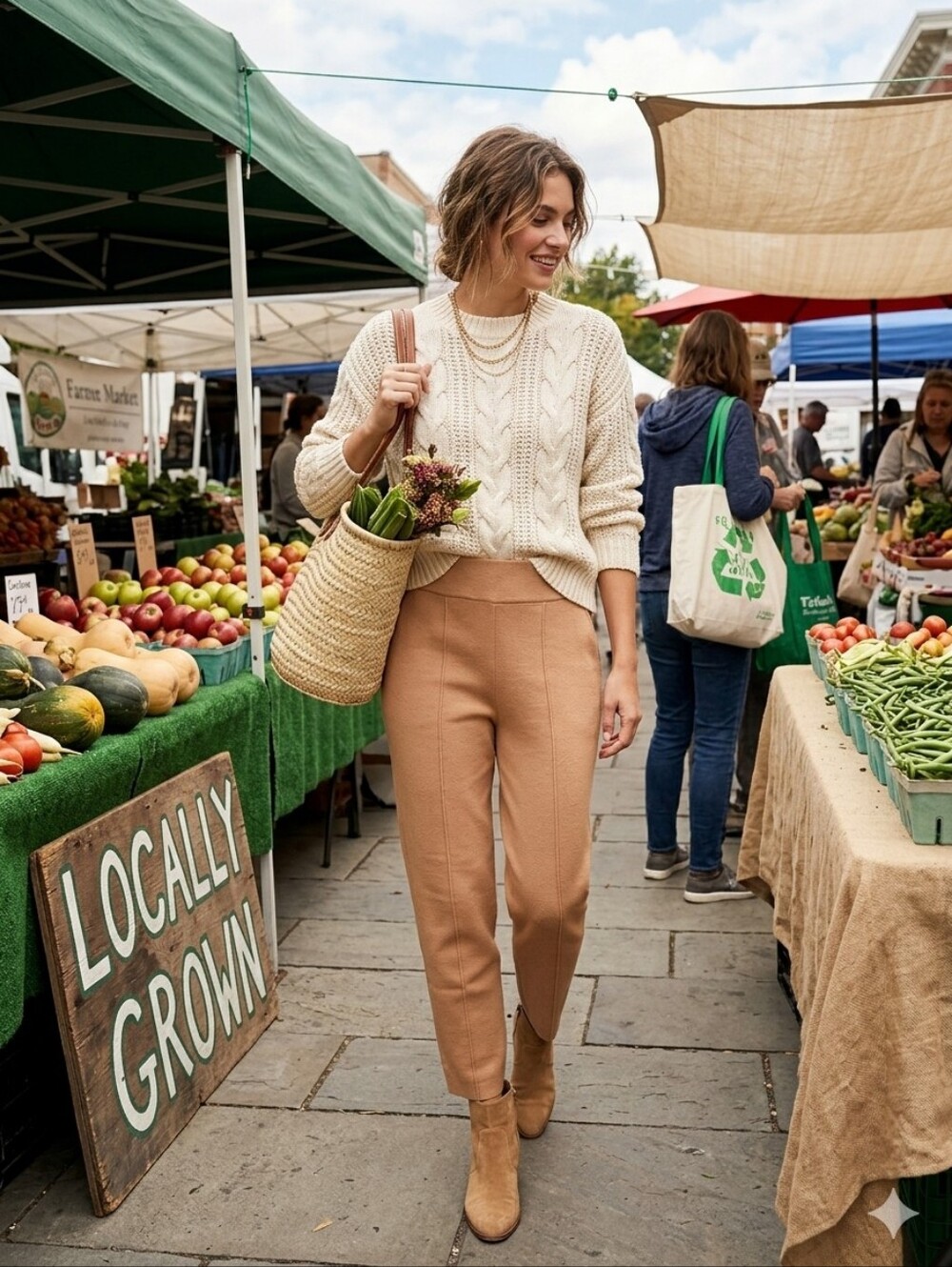 Express Knit Pull-On Pants in Camel